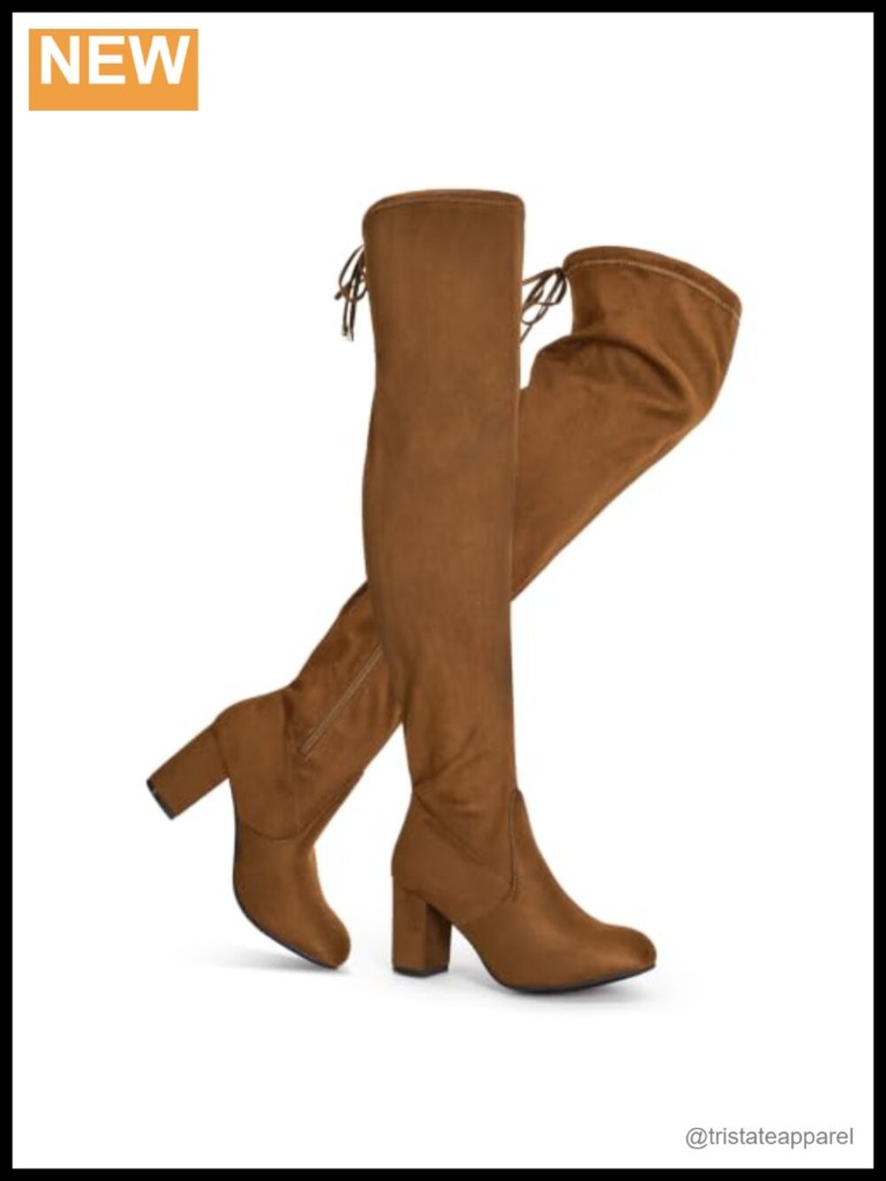 Faux Suede Over the Knee Boots Chunky Heel Drawstring Zip